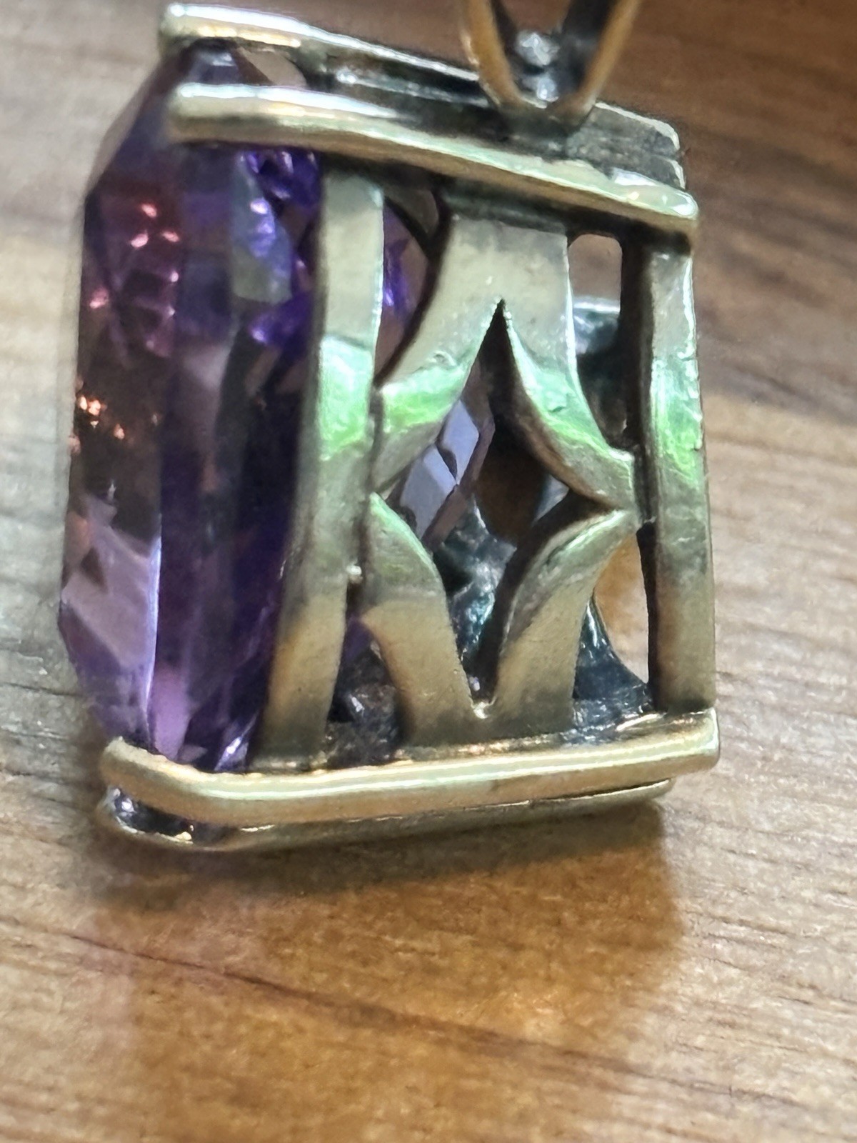 AMETHYST Trillion Cut Pendant Sterling Silver