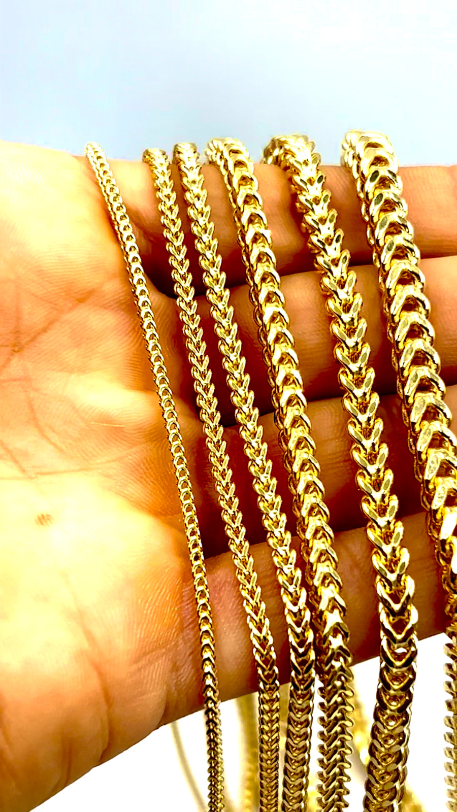 10K Yellow Gold Franco Box Square Chain Necklace Real Gold 2mm-7mm 16″-30″