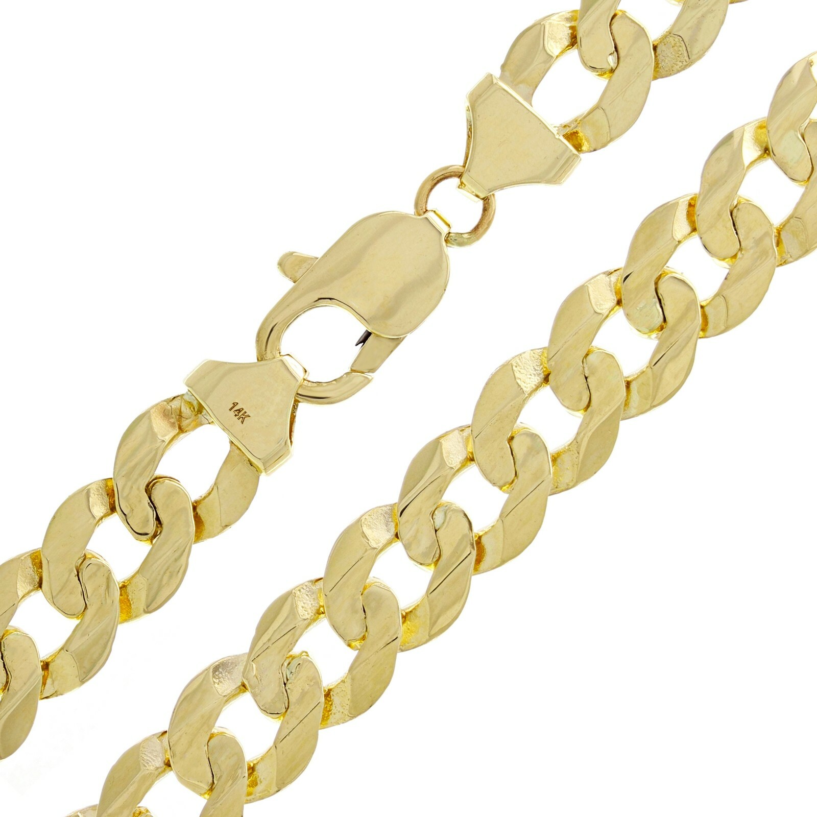 14k Yellow Gold Solid Curb Cuban Link Chain Necklace 22″ 9mm 46.6 grams