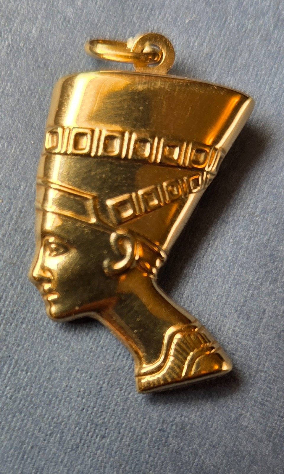 Milor 18k Yellow Gold Egyptian Nefertiti Charm 1-1/2″ with original receipt