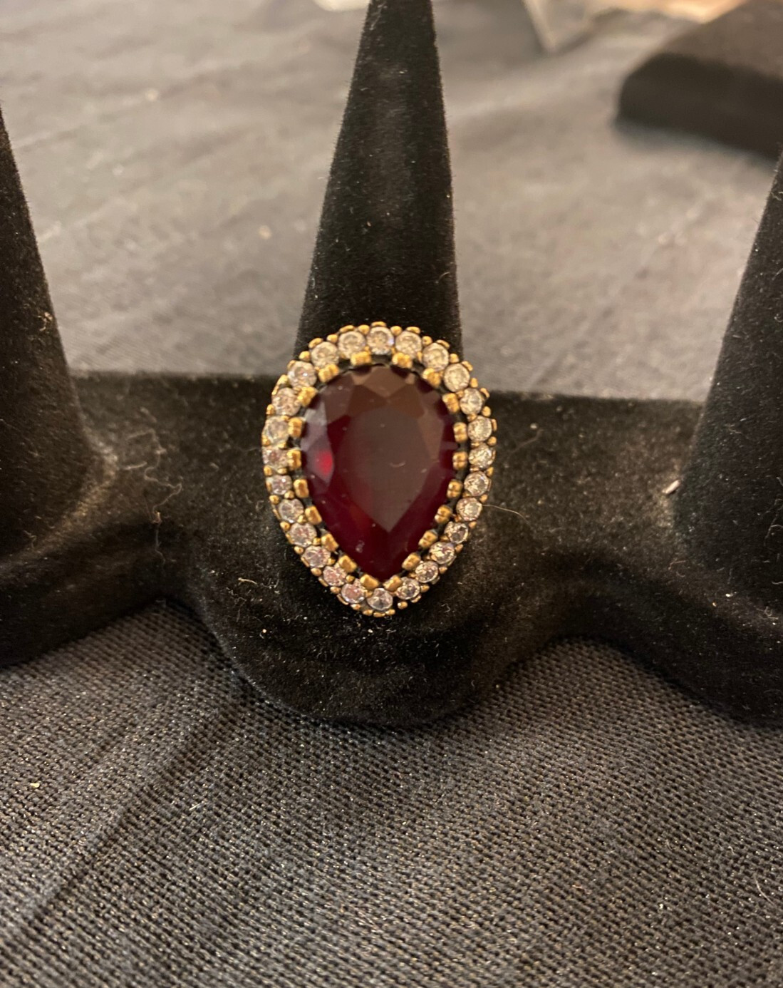 Hurrem Sultan 925 Silver Ring with Red & Clear Stones Size 8.5