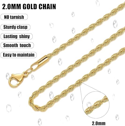 4MM Solid 925 Sterling Silver Gold DIAMOND CUT ROPE CHAIN Necklace Italy