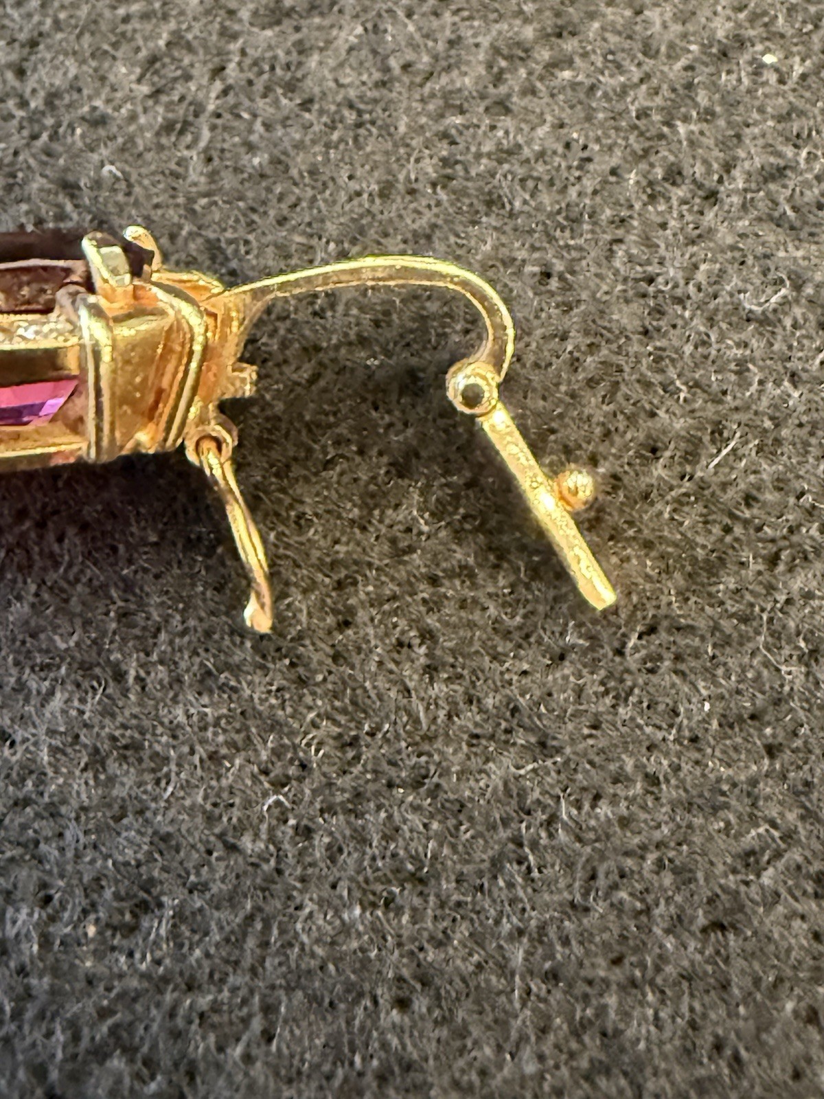 PINK TOURMALINE CUSHION CUT AND DIAMOND ENHANCER 14K YELLOW GOLD