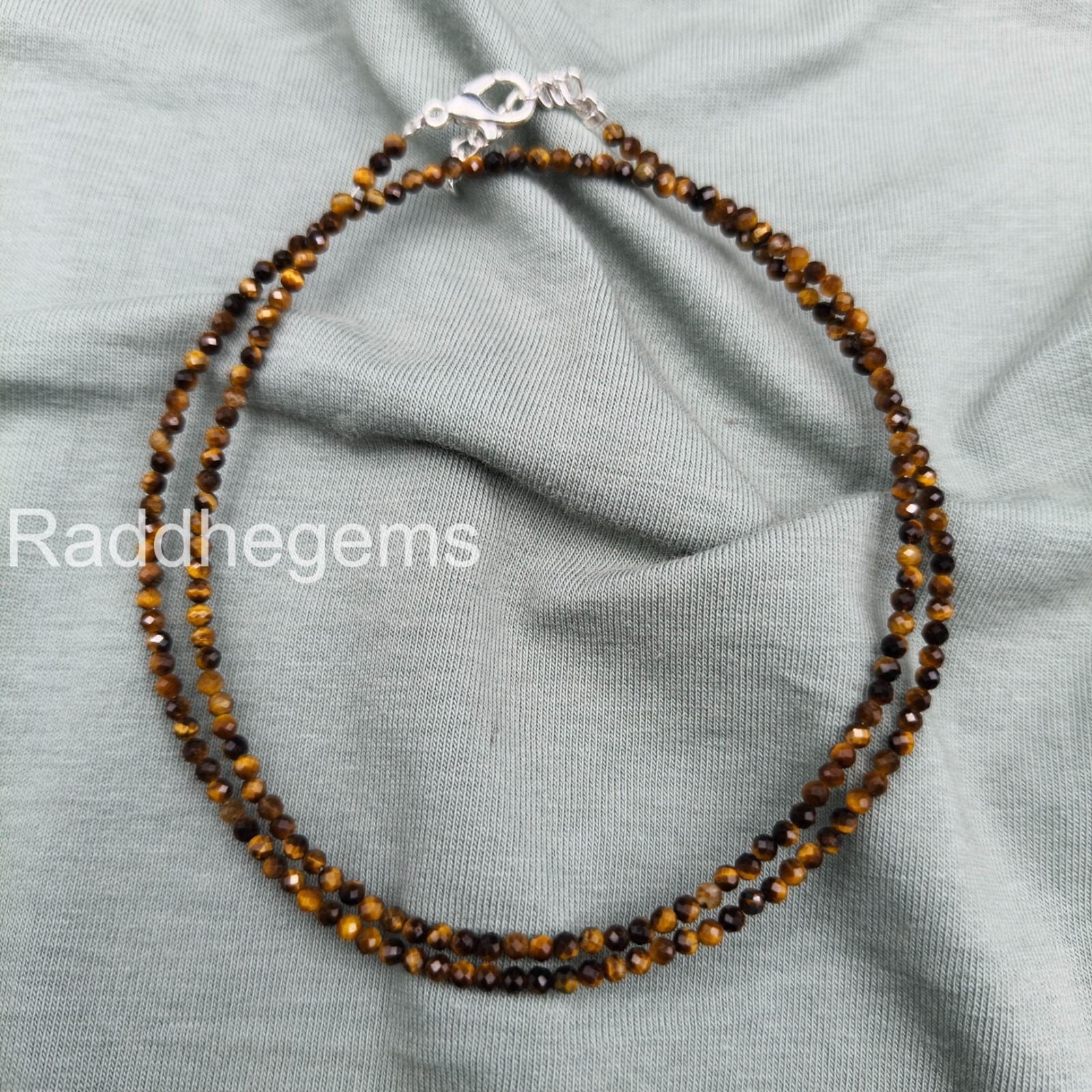 Tiger’s Eye Beaded Necklace, Brown Gemstone Necklace, Minimalist Crystal Jewelry