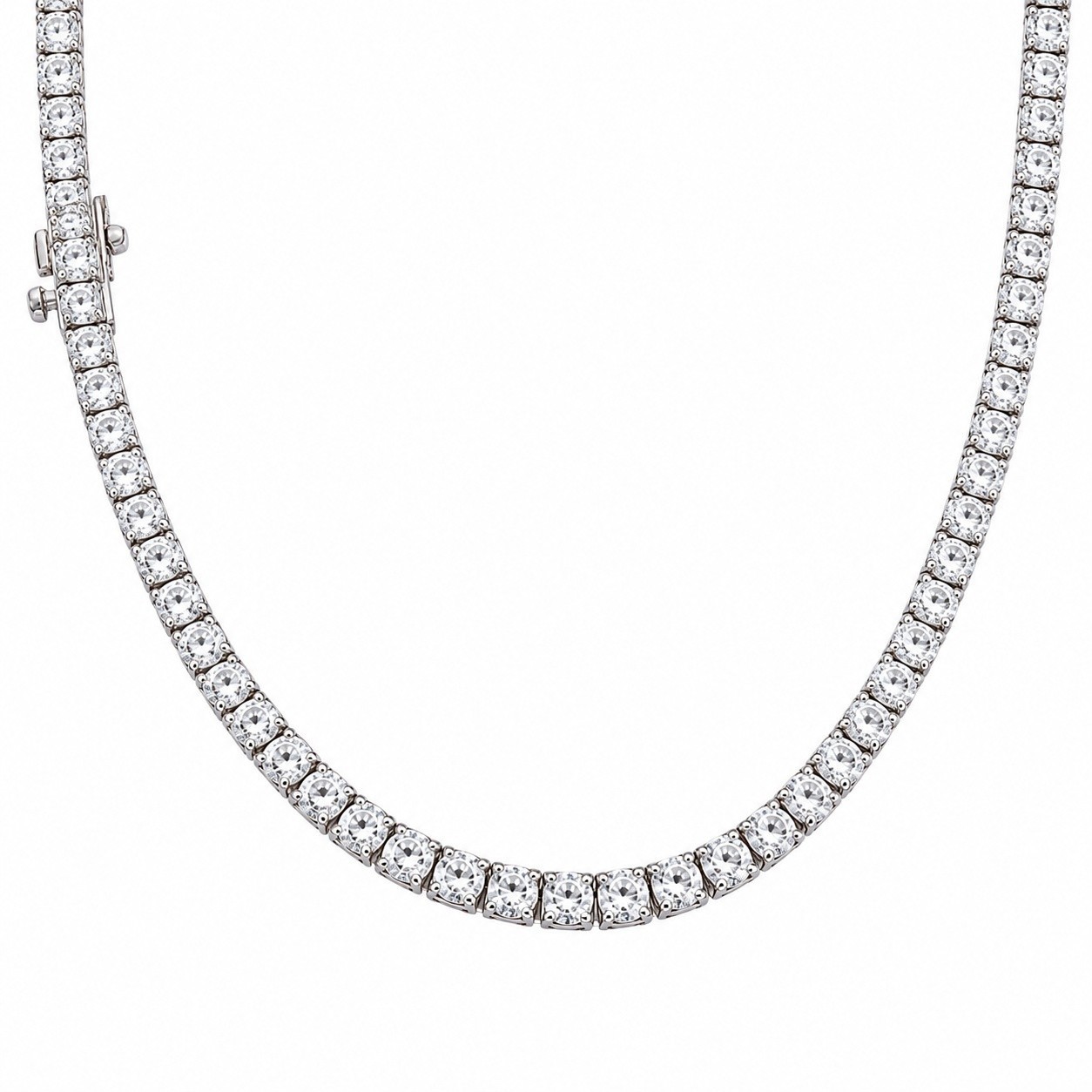 20.00 Ct Lab Grown Diamond Tennis Necklace 14k White Gold 24 Gm E F VVS 17 Inch