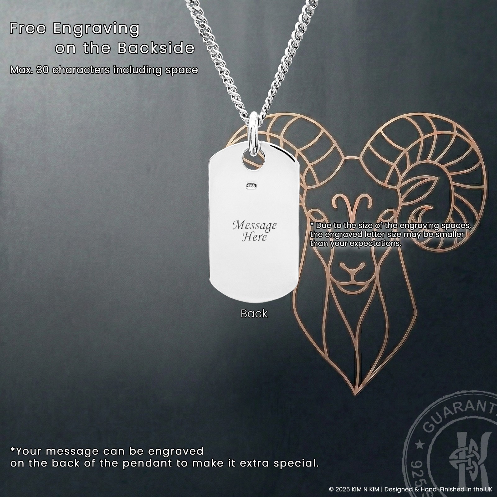 Aries Necklace for Him✔️Personalised Sterling Silver Gift for March & April