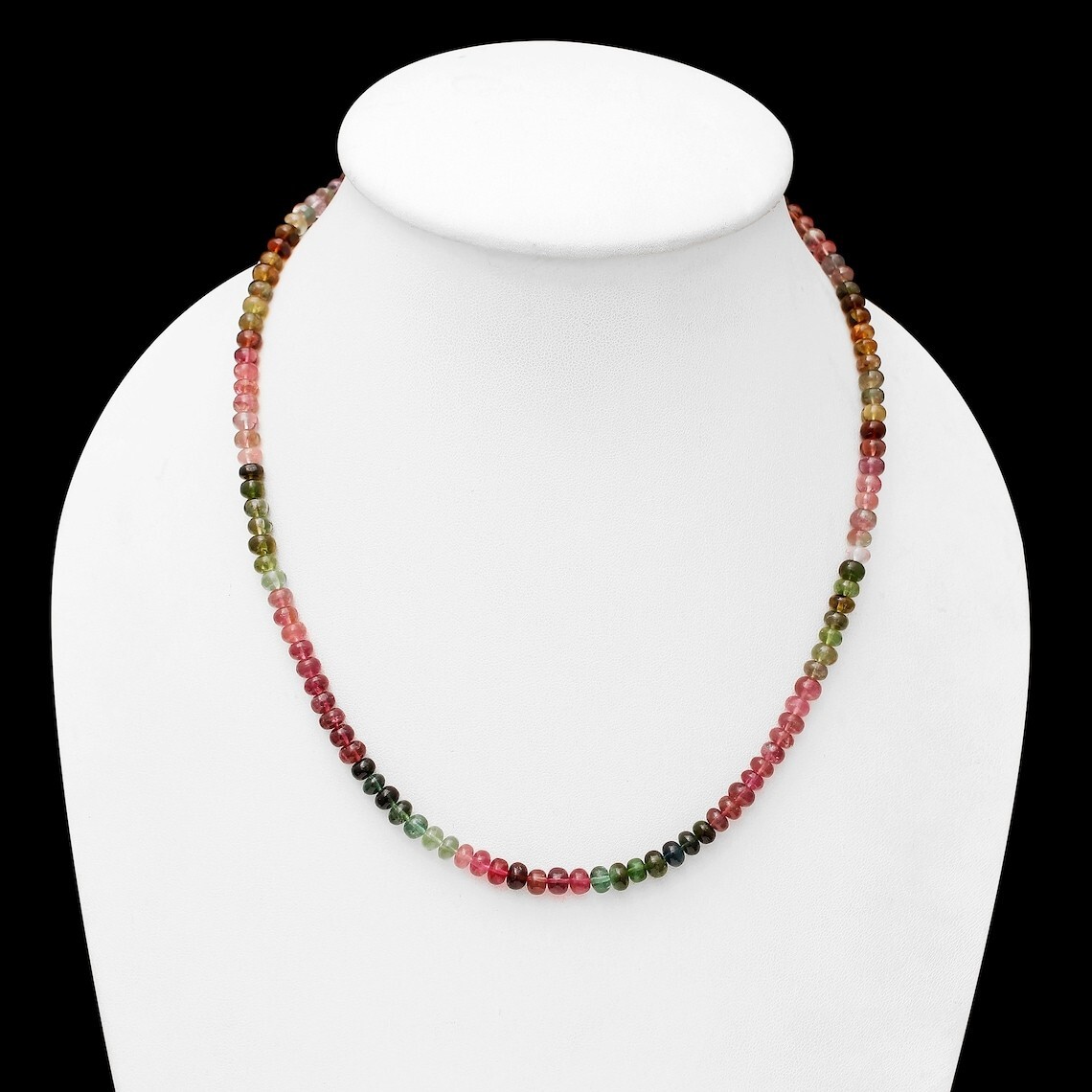A+ Beautiful Multi Watermelon Tourmaline Gemstone 3-5MM Beads 18″ Women Necklace