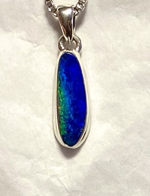 Natural Australian Opal Pendant 3/4” 925 Sterling Silver 🌹