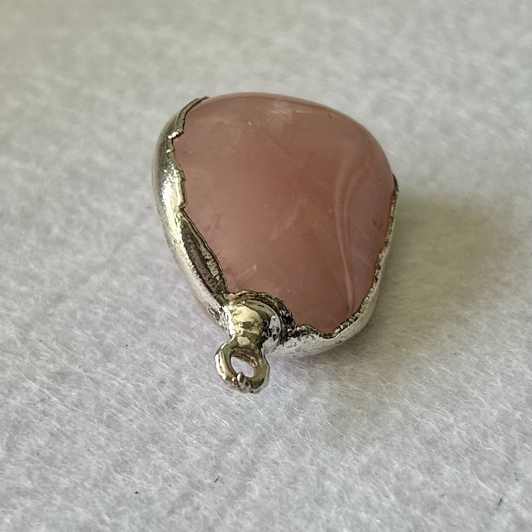 Rose Quartz Quartz Pendant Set In Sterling Silver 1 3/8”