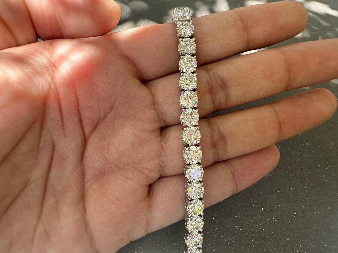 19.00 Carat Round Lab Grown Diamond 6″ Tennis Bracelet 14k White Gold D VVS