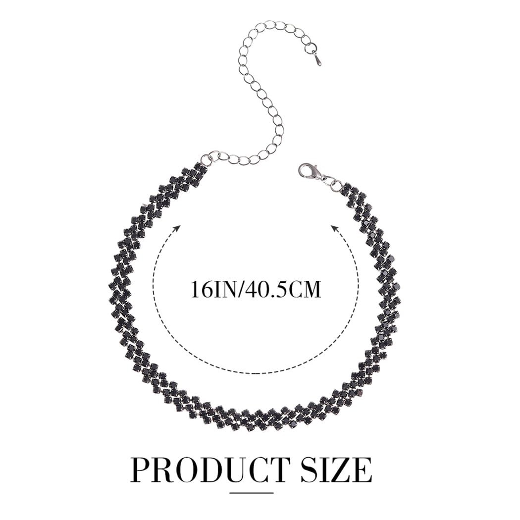 Black Choker Rhinestone Chokers Necklace for Women