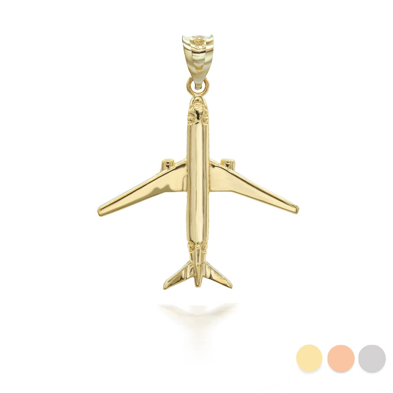 Gold Airplane Travel Charm Pendant Necklace (Available in Yellow/Rose/White)