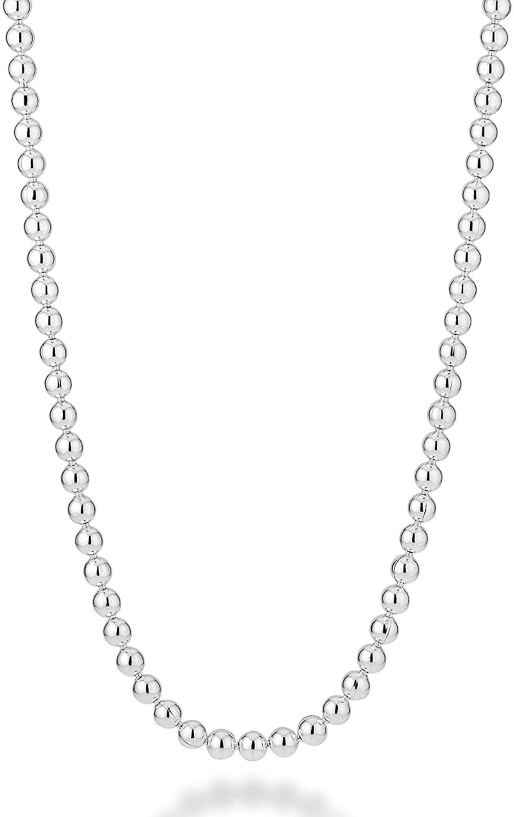 Sterling Silver Solid Bead Ball Thick 3.5MM Chain Necklace For Men And Women