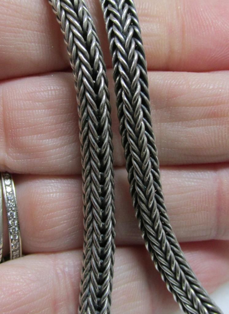 Sterling Silver Foxtail Link Chain Necklace ~ 18″ ~ 53.4g ~ 12-A684