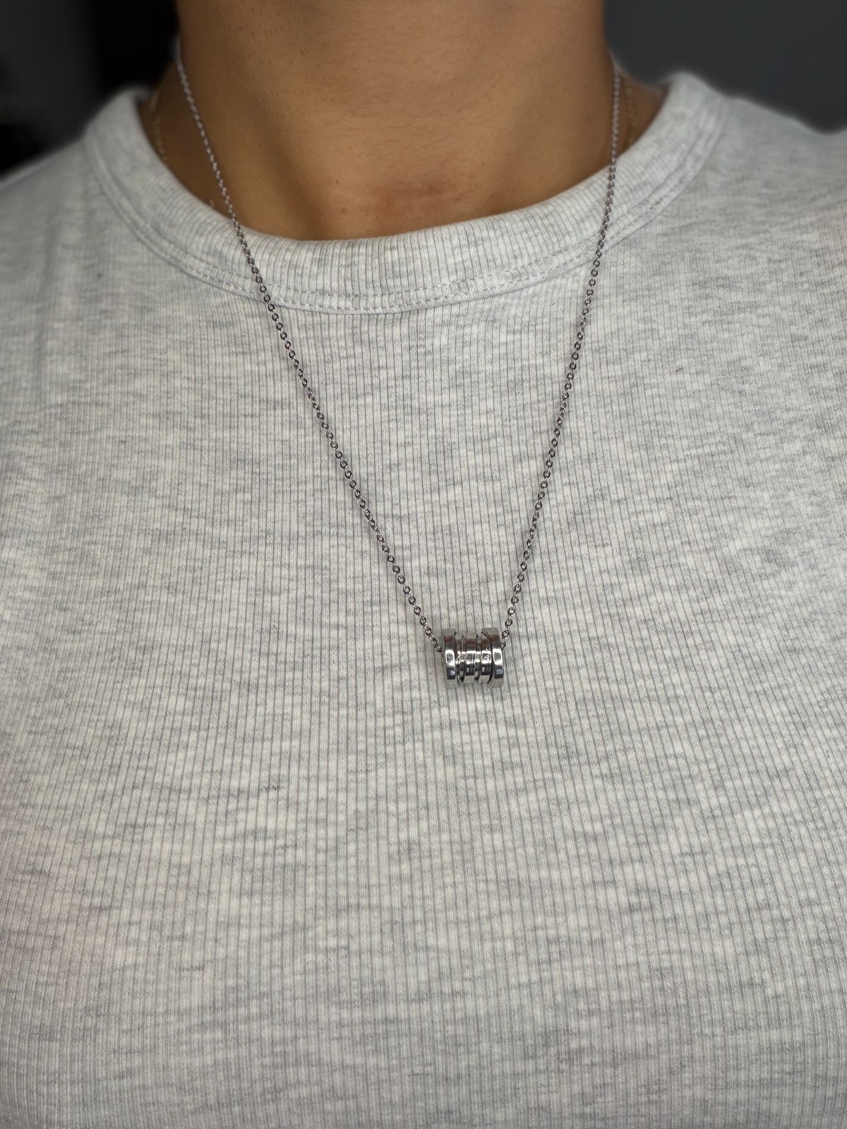 Authentic BVLGARI B.zero1 18K White Gold Spring Necklace 16” Made in Italy