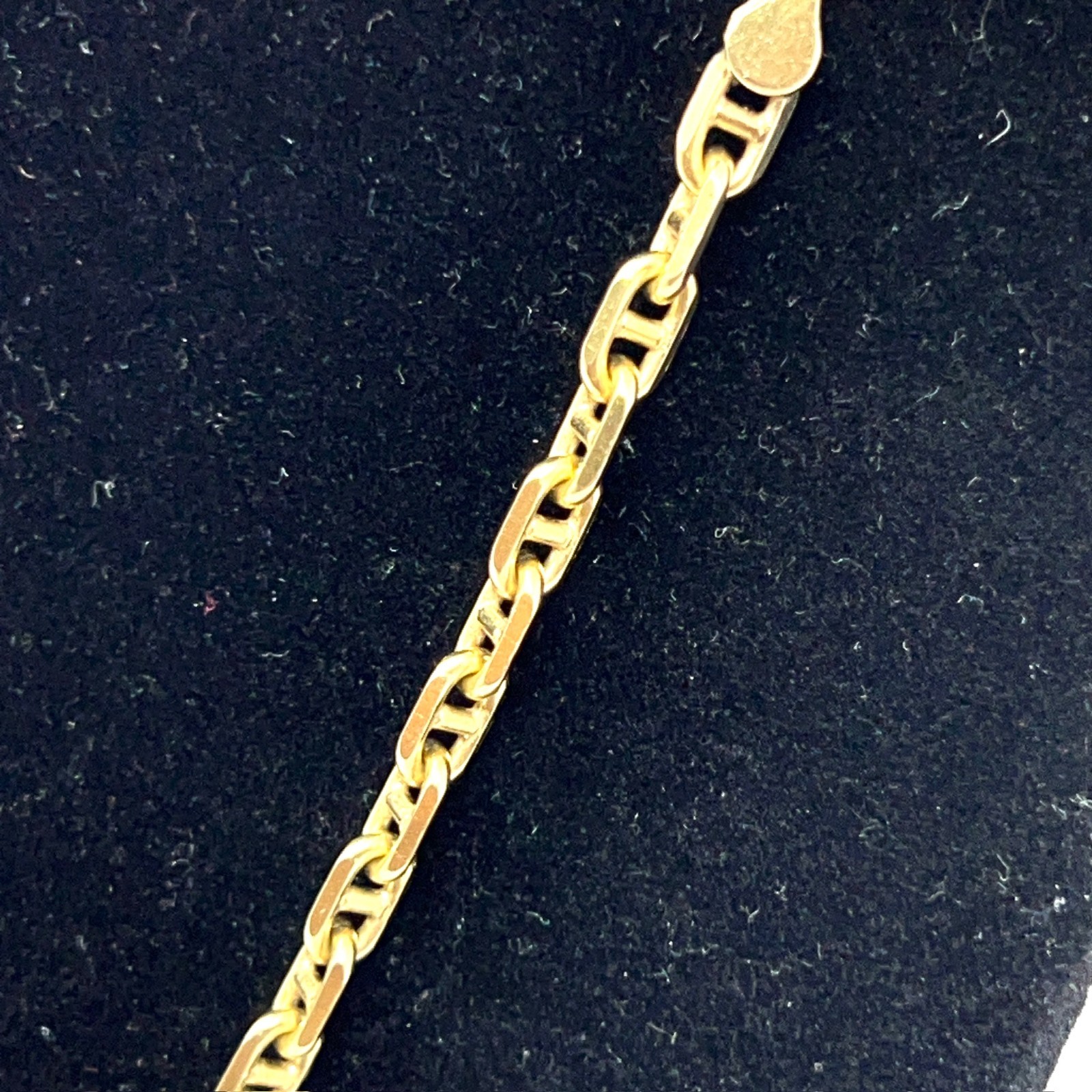 14k Solid Yellow Gold 4mm Anchor Mariner Necklace – 24″ – 26.9g