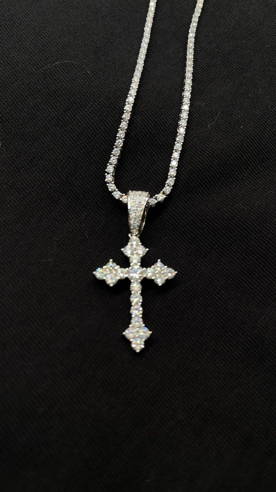 Cross Pendant & 2mm 18 Inch Tennis Chain 925 Silver
