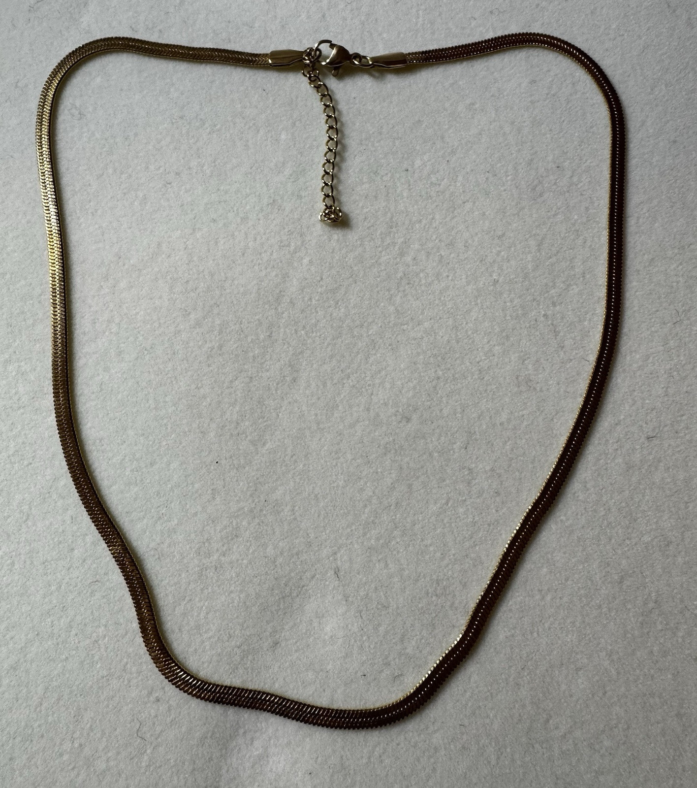 18K Gold Plated Flat herringbone Chain Necklace fashion Jewelry 16” new in box