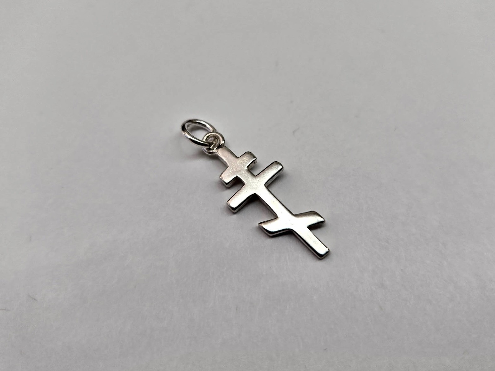 925 Sterling Silver Plain Eastern Orthodox Cross Pendant 7/8 Inch (22mm) Tall