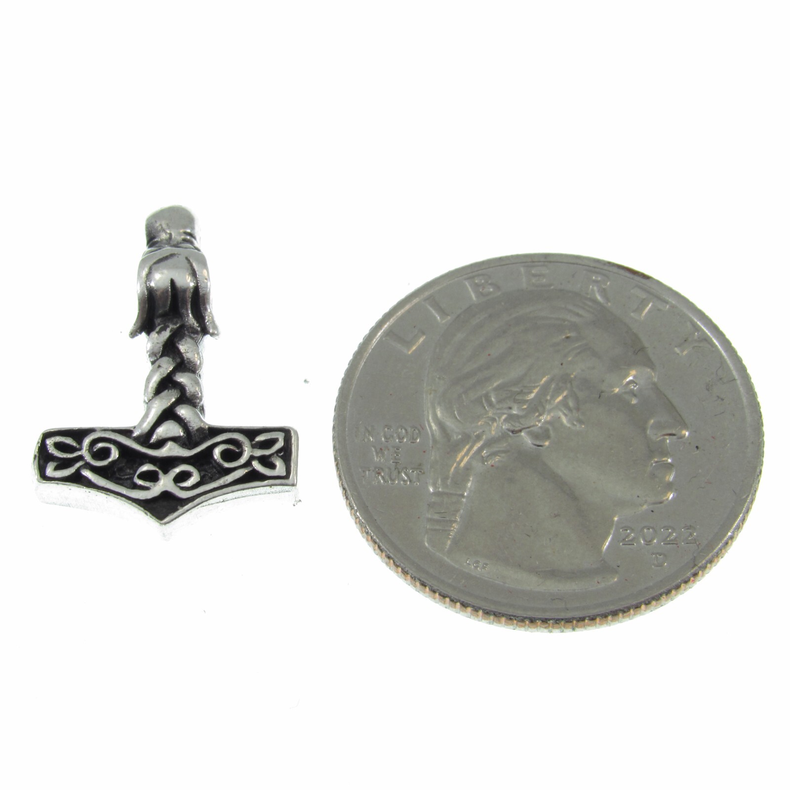 Solid 925 Sterling Silver Thor’s Hammer Pendant Necklace w/ Silver Box Chain