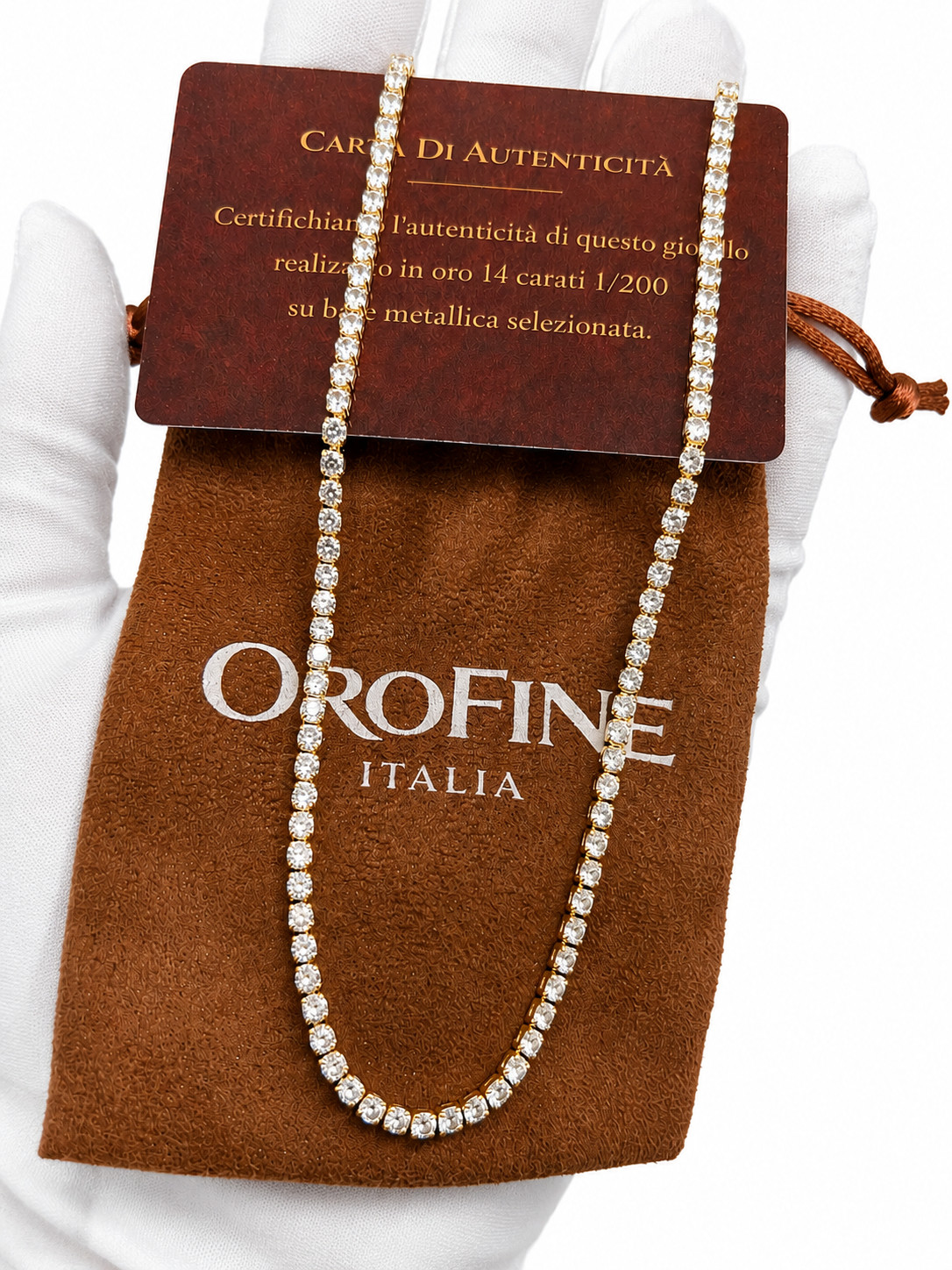 1/200 14k Yellow Gold 6 Carat Oro Iced CZ Italian Tennis Necklace Cadena