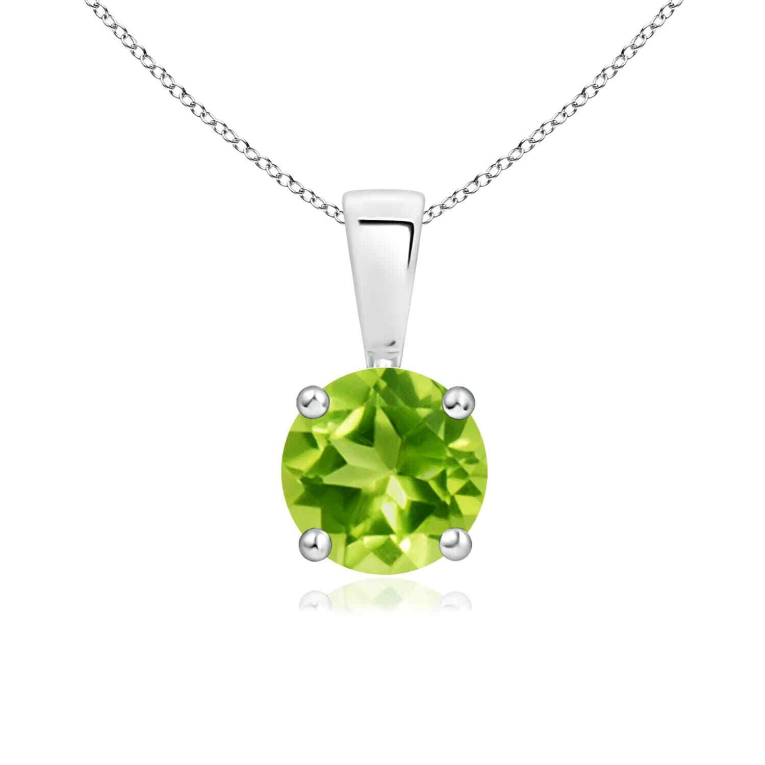 ANGARA Classic Round Peridot Pendant in 14K Gold | 18″ Chain (Grade-AAA Size-6)