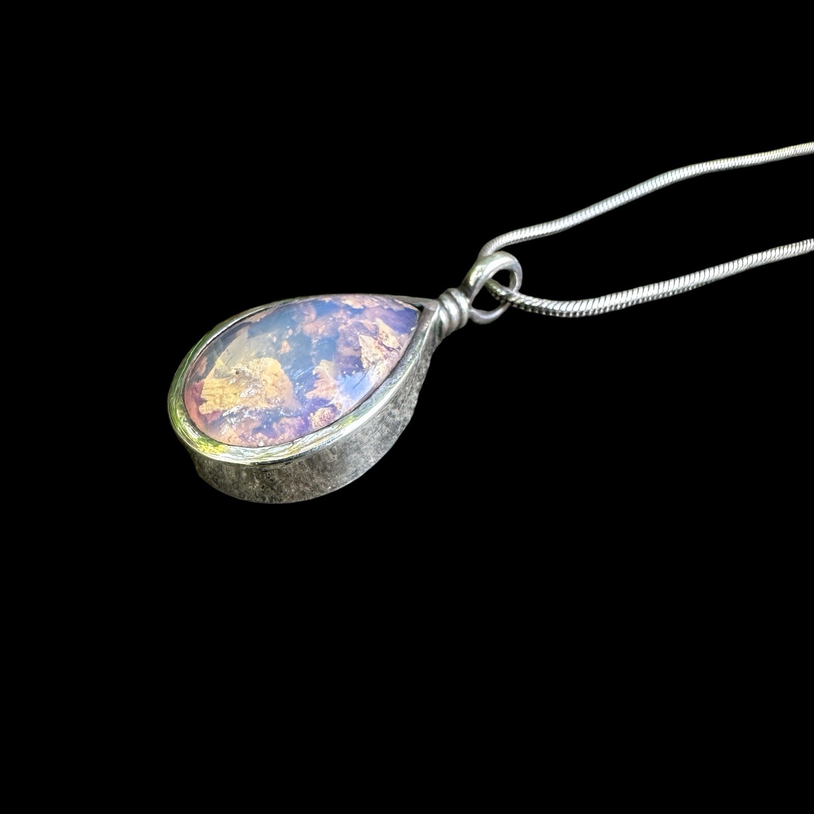 Natural Australian Boulder Opal Pendant Sterling Silver Necklace Micky Roof