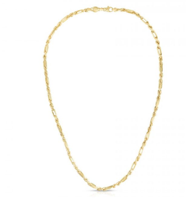 14k Yellow Gold 26″ 3MM Solid Milano FIGAROPE Link Chain/Necklace 21 Grams