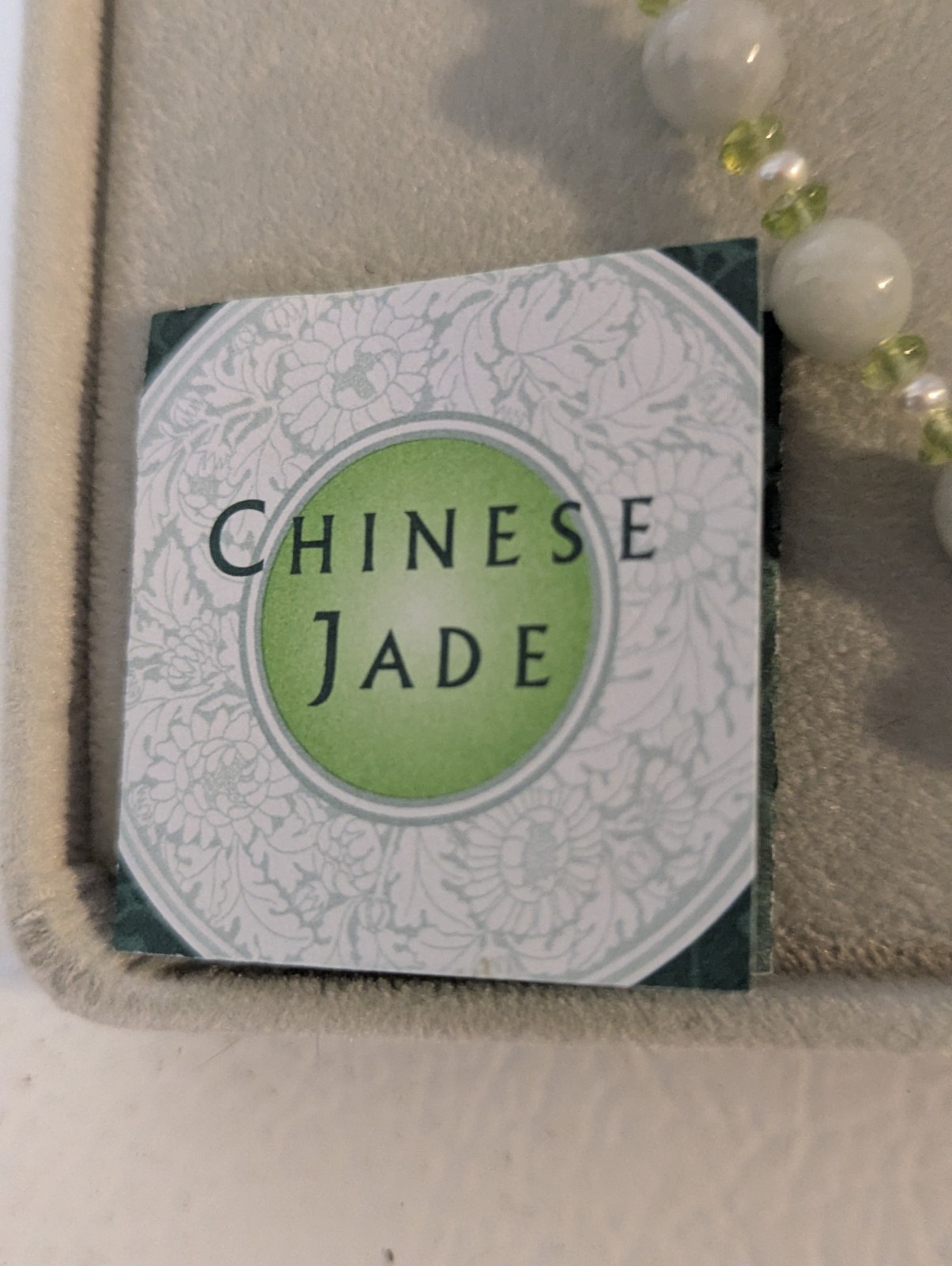 2008 QVC Chinese Jade W/Fresh Water Pearls 14k Clasp 18 Inches In Original Box