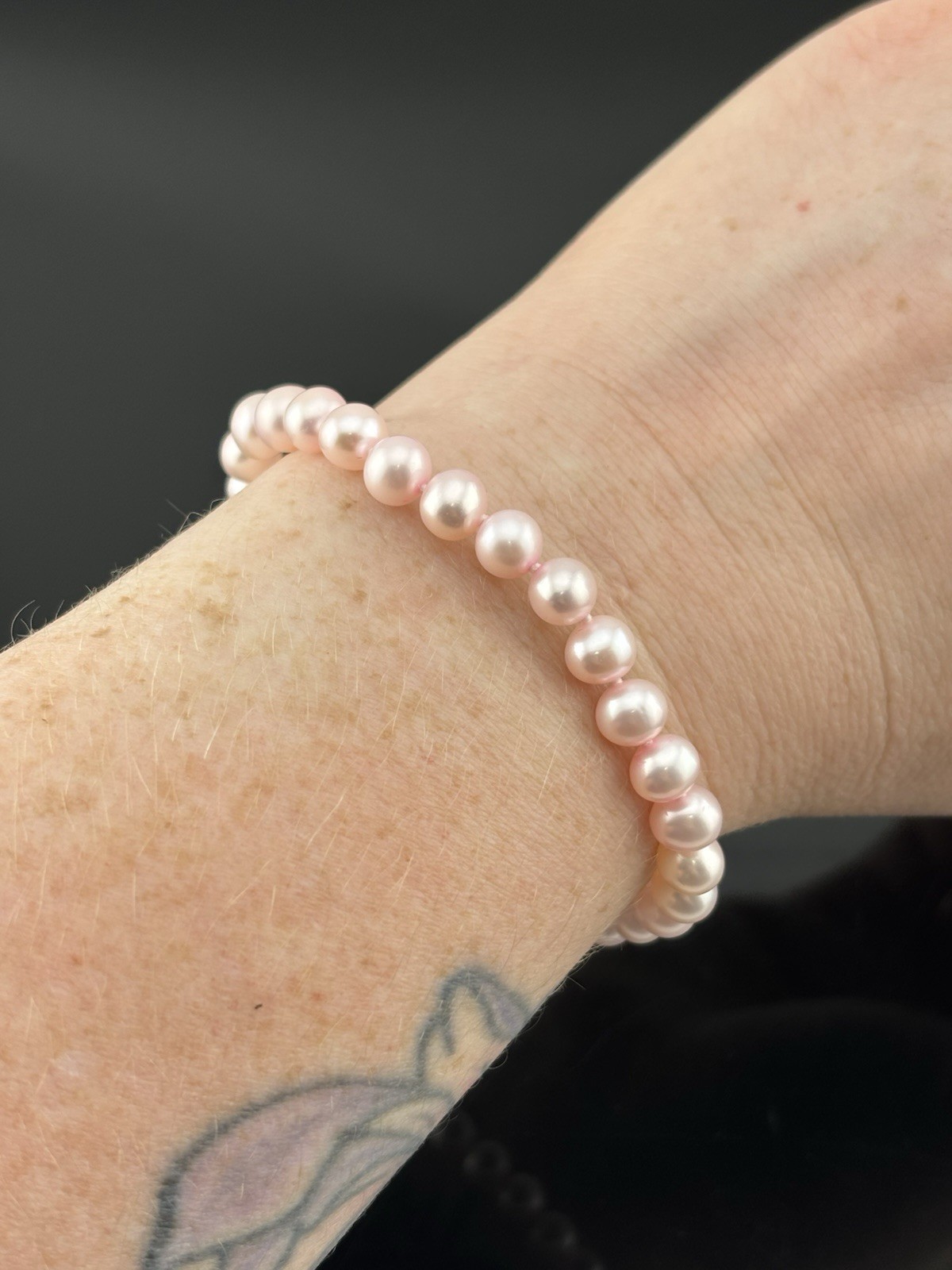 Danbury Mint Sterling Silver Pink Pearl Necklace Bracelet & Stud Dangle Earrings