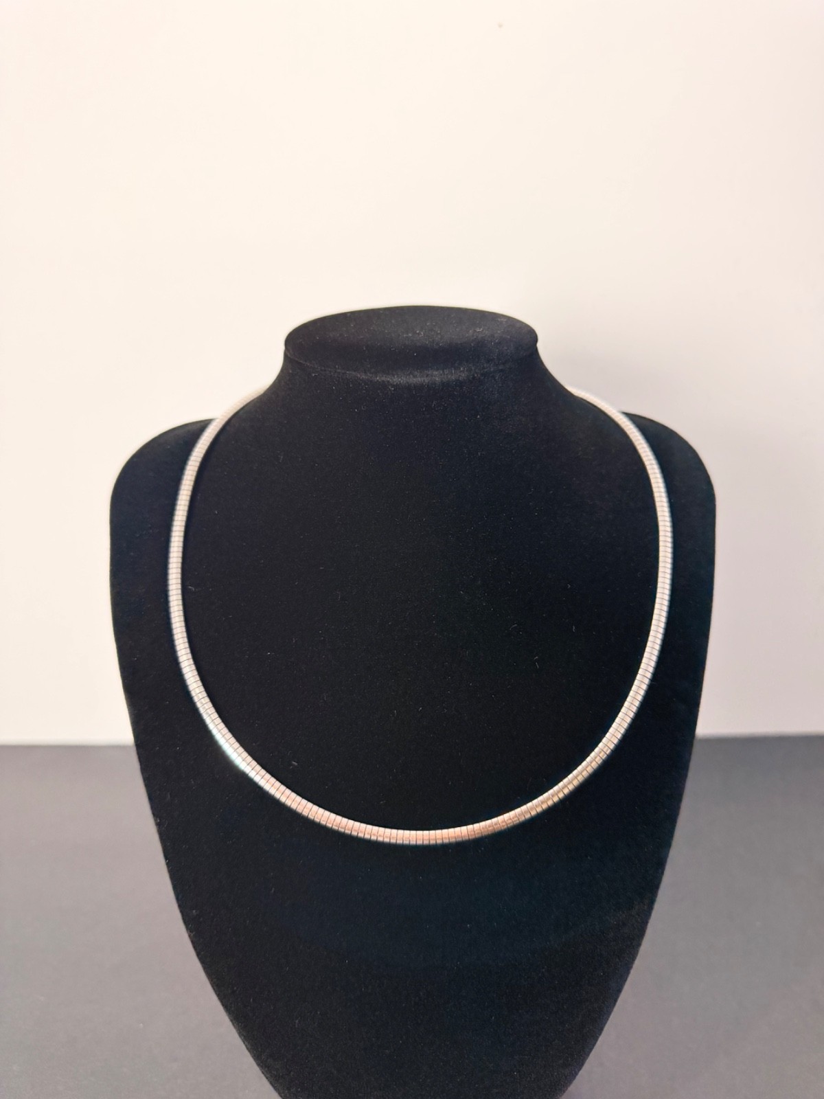 Omega Silver tone Necklace Herringbone 18”