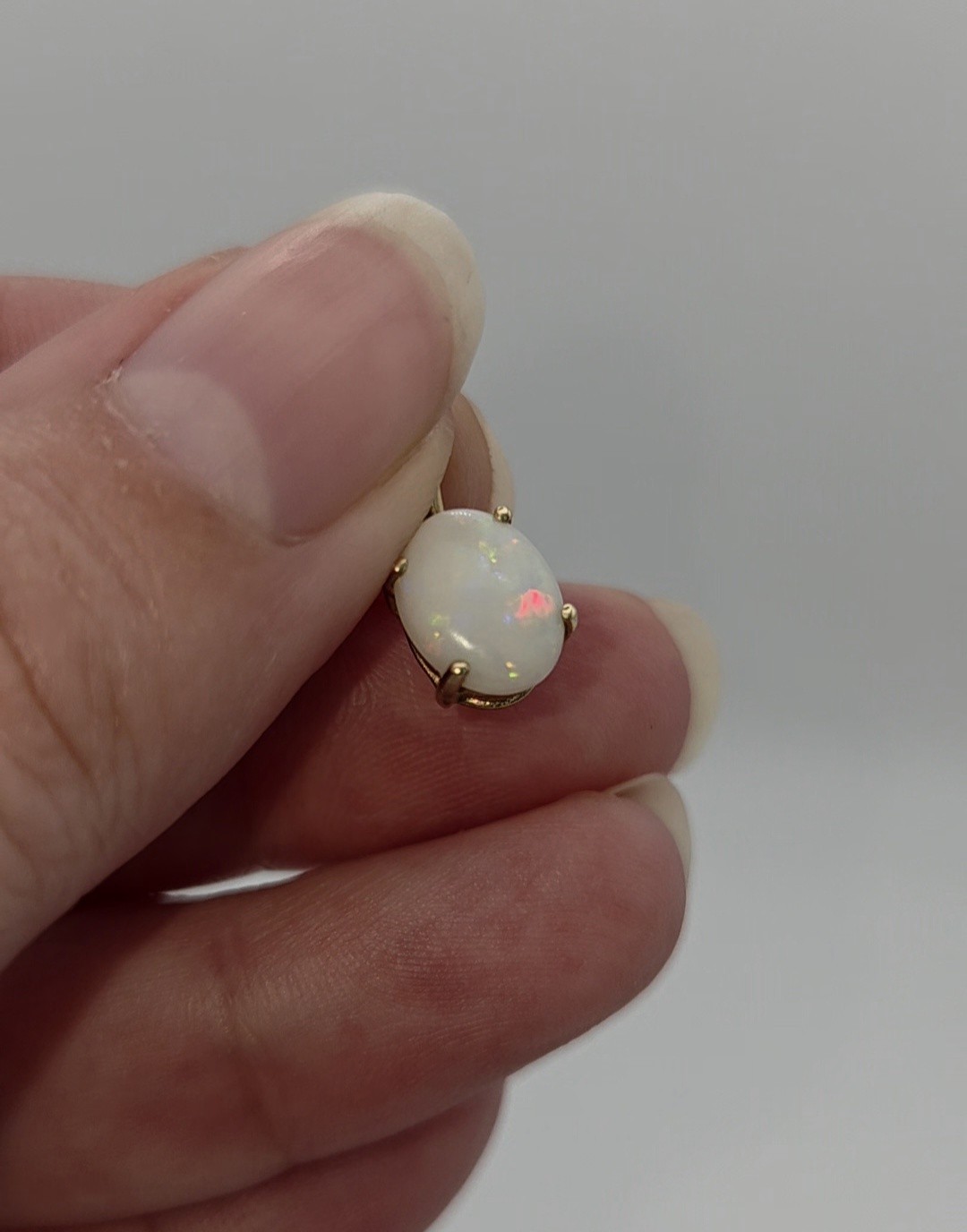 Solid 10k Gold Australian Coober Pedy Opal Pendant