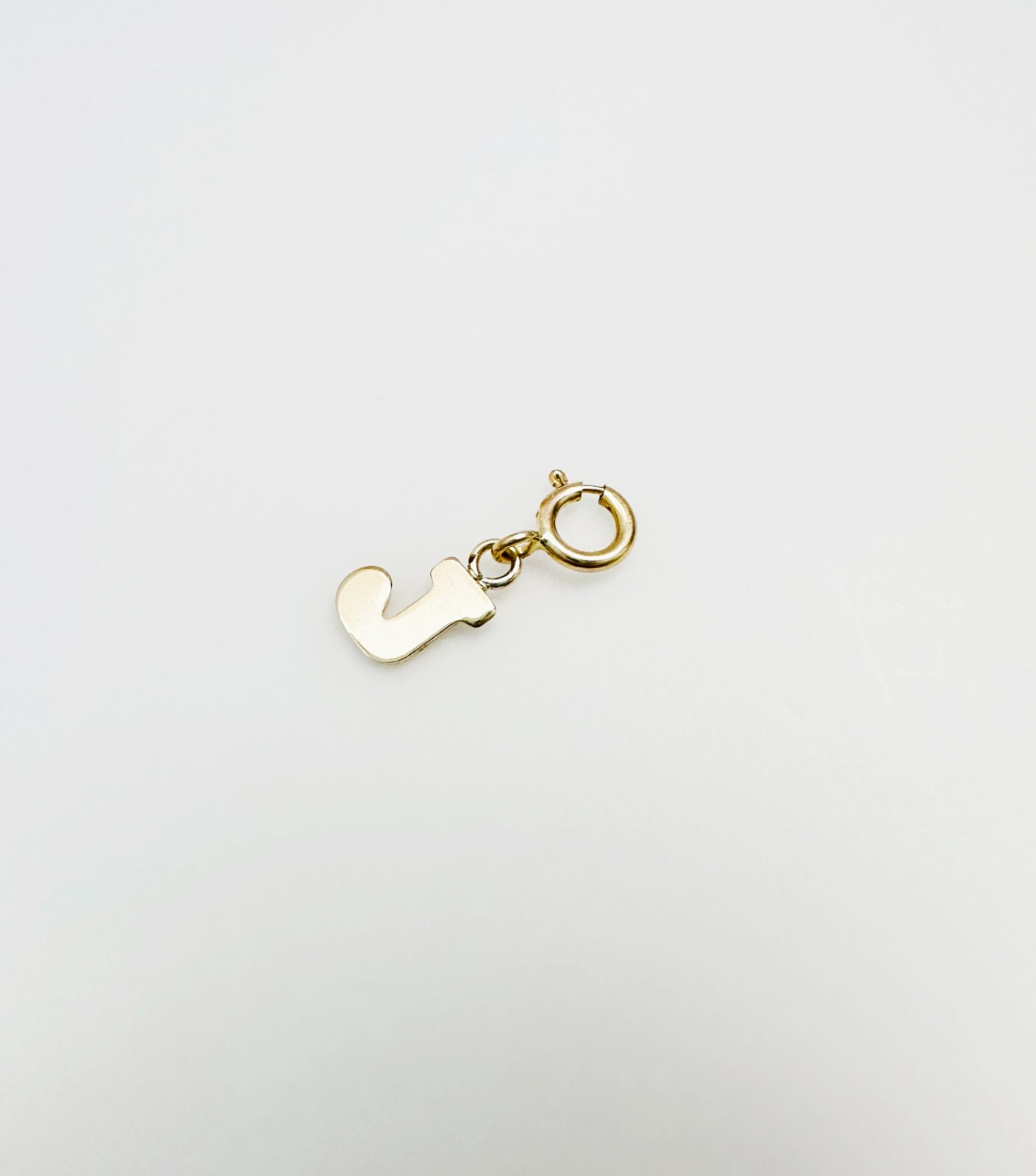 14K Solid Yellow Gold Mini/Very Small ‘J’ Initial Charm Pendant w/Spring Clasp