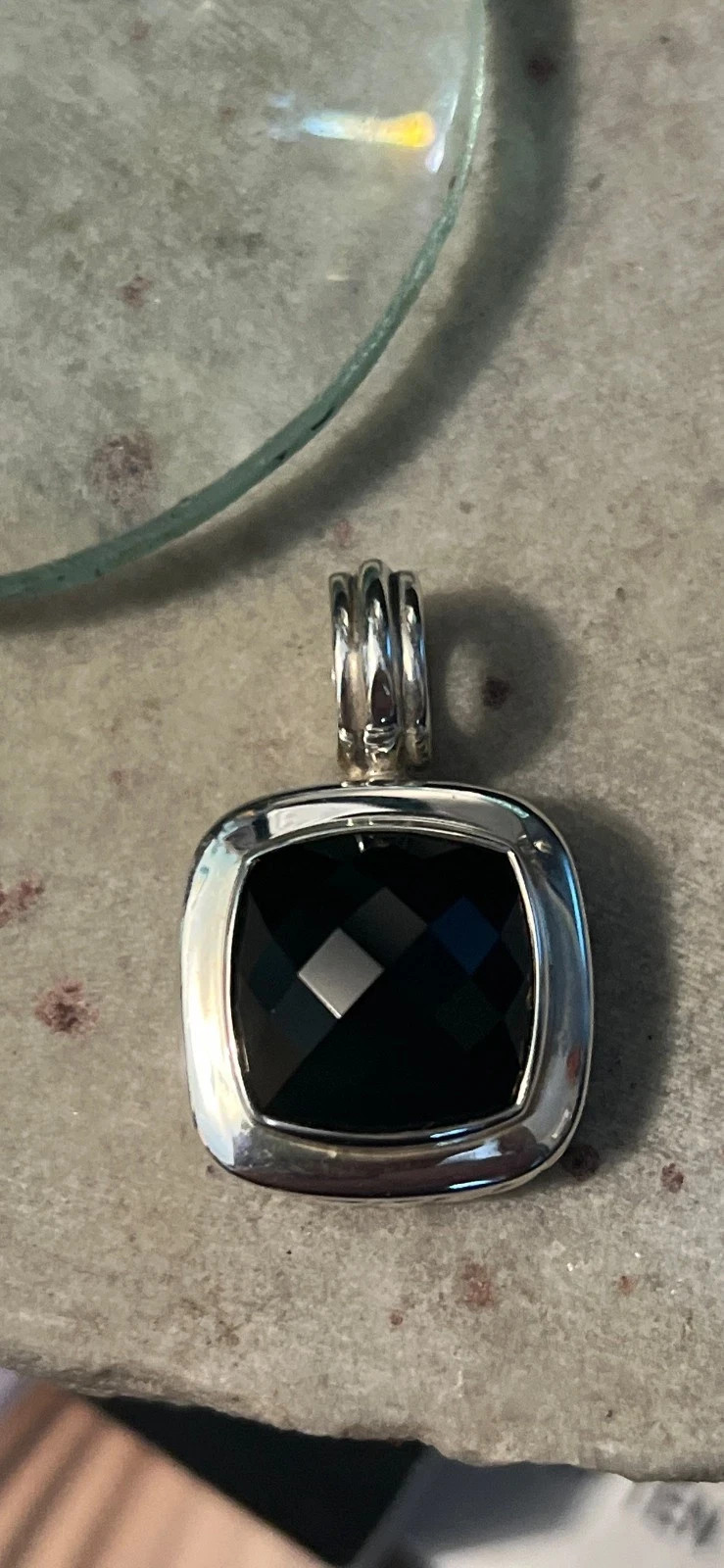 David Yurman Sterling 20 mm with 15mm Black Onyx Albion Pendant