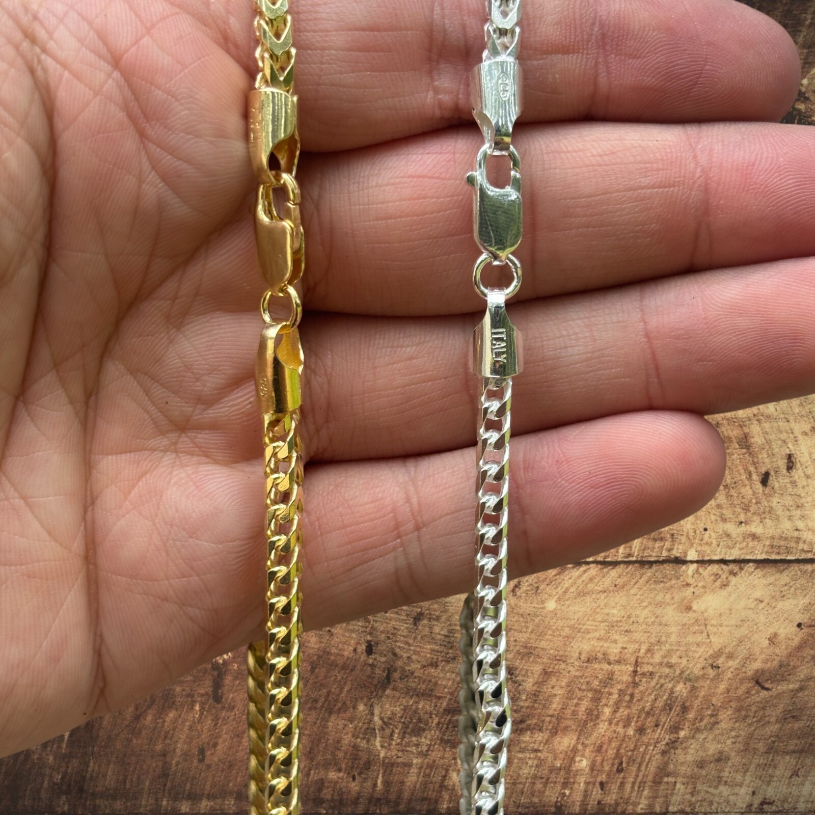 4mm Franco Chain Necklace – Real Solid 925 Sterling Silver Or 14k Gold Vermeil