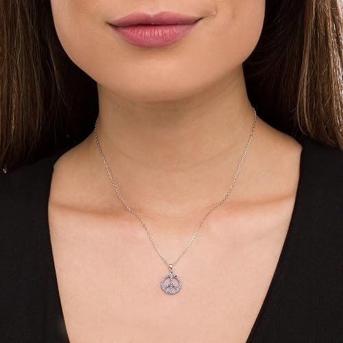 925 Silver 1.00 Ct Lab Created Sapphire Peace Sign Pendant 14k White Gold Plated