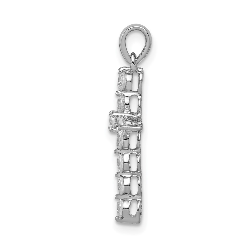 14k White Gold 1/2 Ct Round Cut Lab Grown Diamond VS/SI+ G+ Cross Charm Pendant
