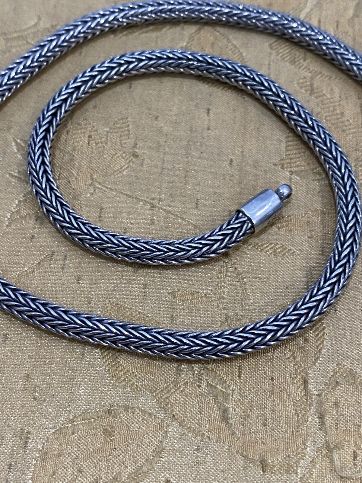 Silpada Woven Wheat Round Foxtail Chain Necklace 16” Sterling Silver 925 Signed