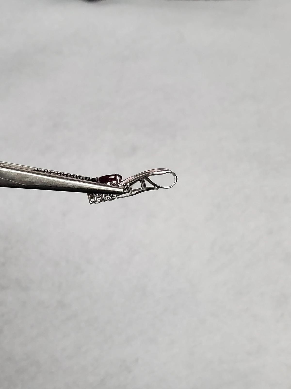 Oval Ruby Diamond Halo Pendant 14k White Gold