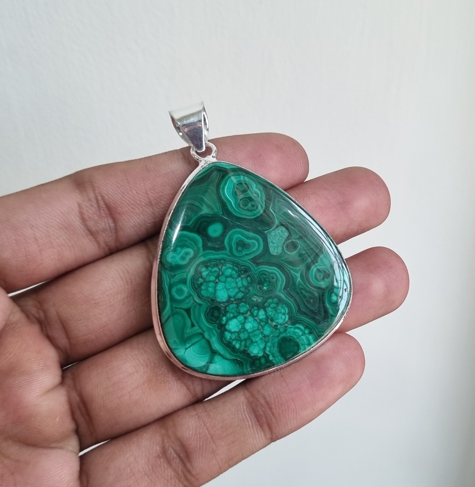 Malachite Gemstone Pendant 925 Sterling Silver Handmade Fancy Gift PG1050