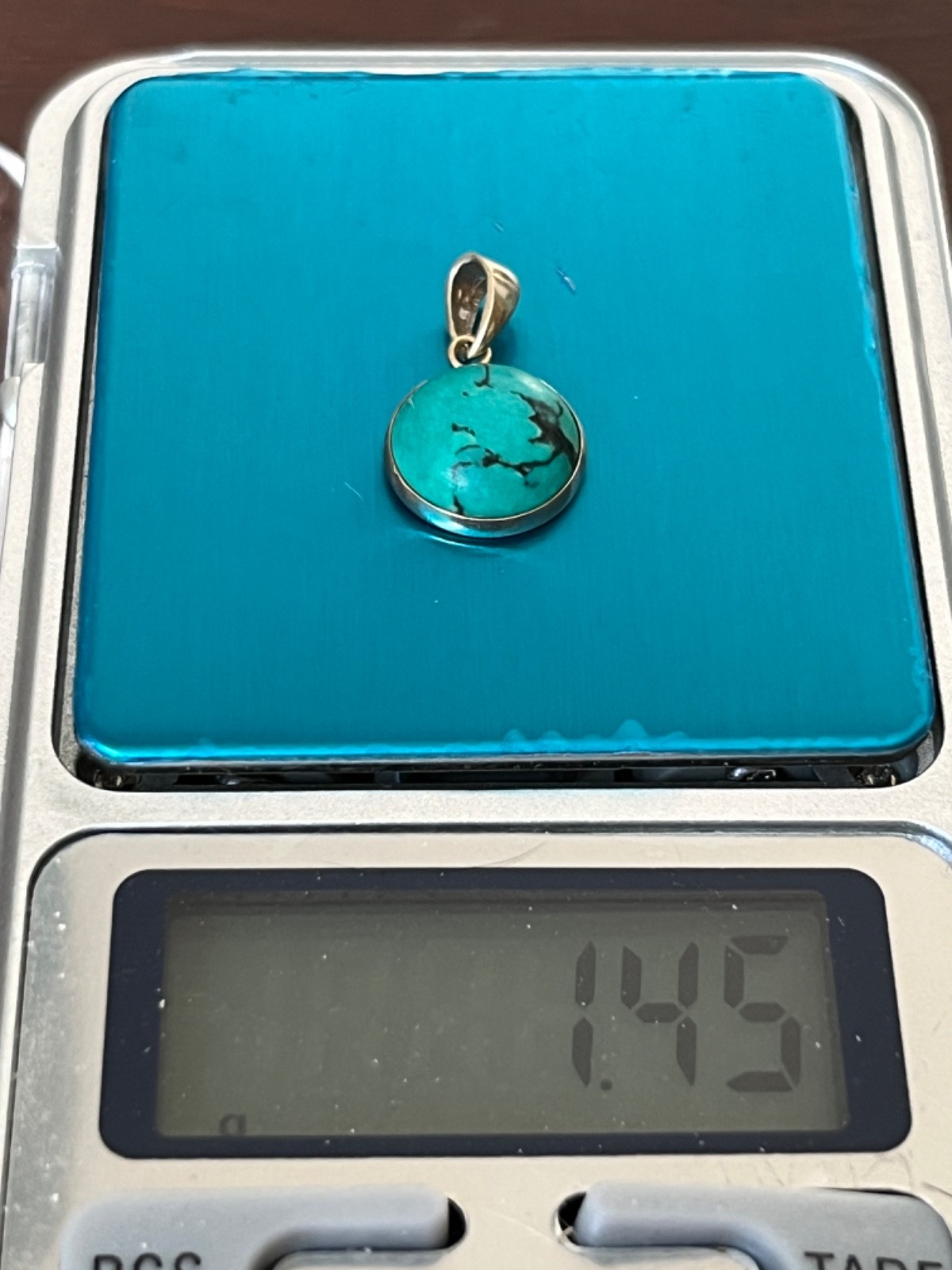 1970’s Vintage 14K Gold Robin’s Egg Turquoise Pendant & 10K Rope Chain Necklace