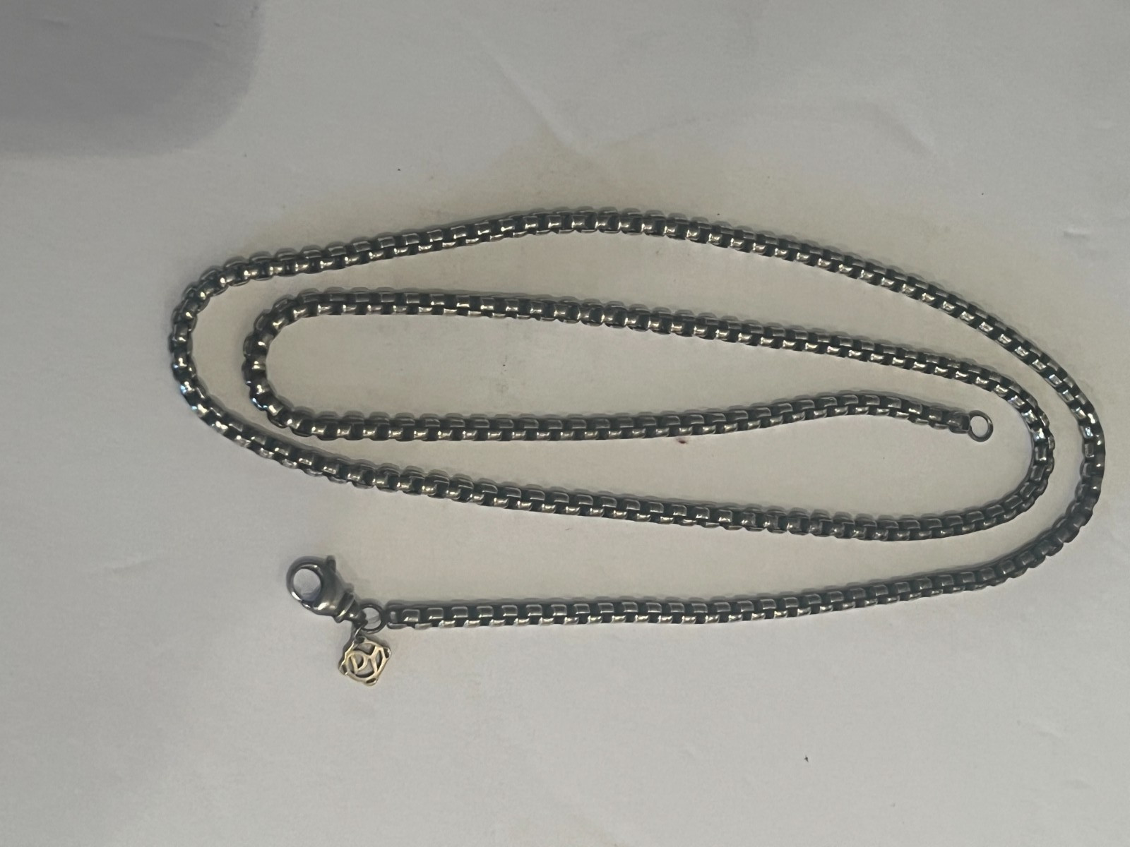 David Yurman Sterling Silver & 14k Box Chain Necklace 44G / 30n / 3.1mm