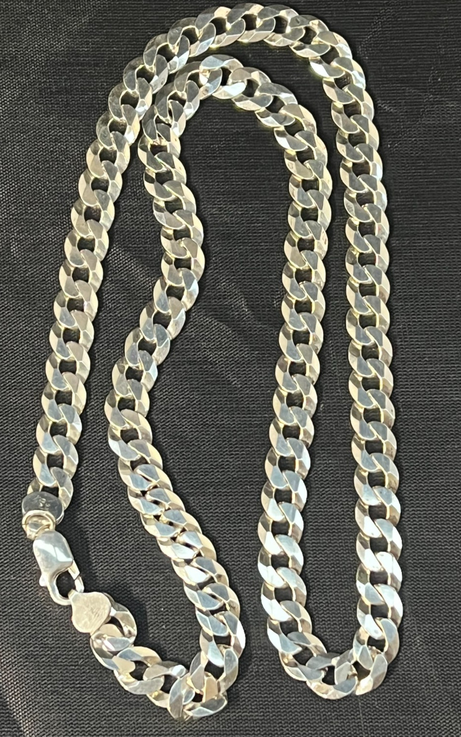 BSI Sterling Silver 925 Cuban Curb Link 8mm Necklace 24″ 43.9 grams Italy Signed