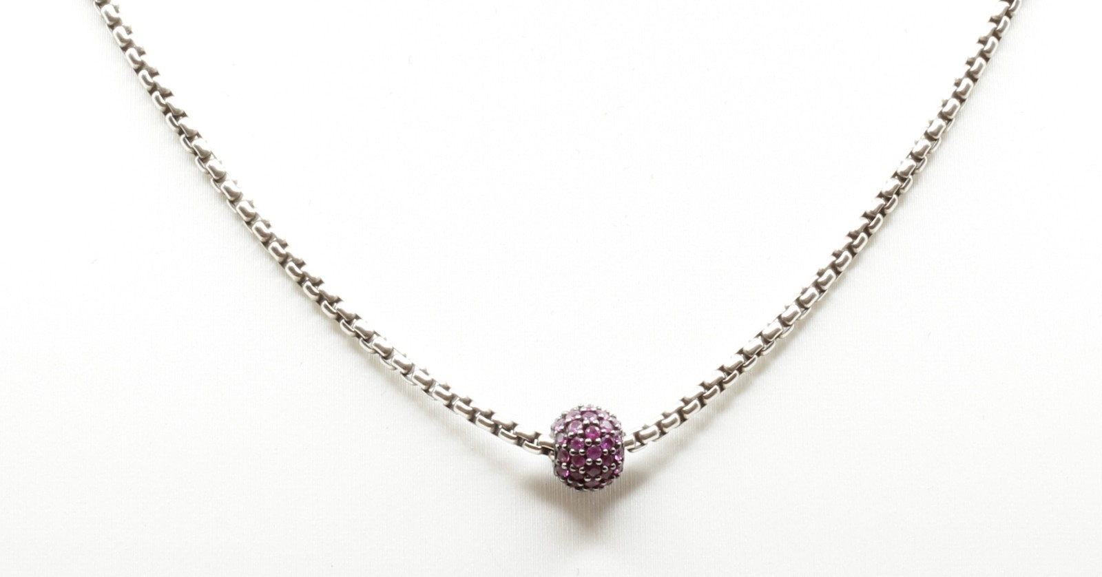 David Yurman Petite Pavé Single Station Necklace with Pink Sapphires 16-17″