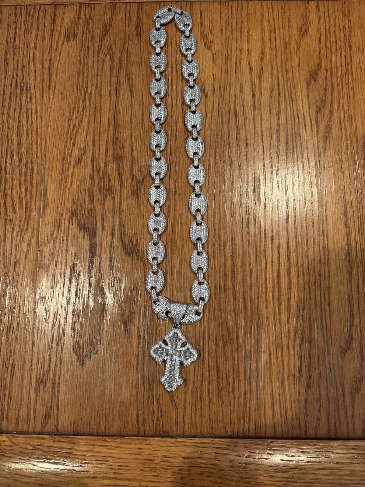925 Silver Chain Iced Out VVS Moissanite with Cross Pendant