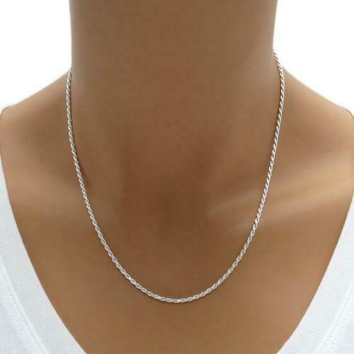 2MM Solid 925 Sterling Silver Italian DIAMOND CUT ROPE CHAIN Necklace Italy