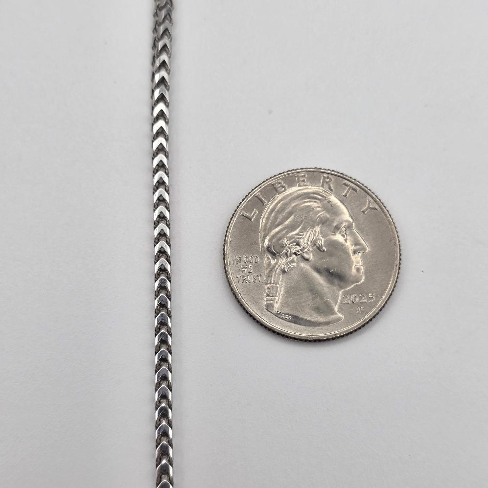 20″ Long 925 Sterling Silver 2.3mm Thick Franco Link Box Chain Necklace ITALY
