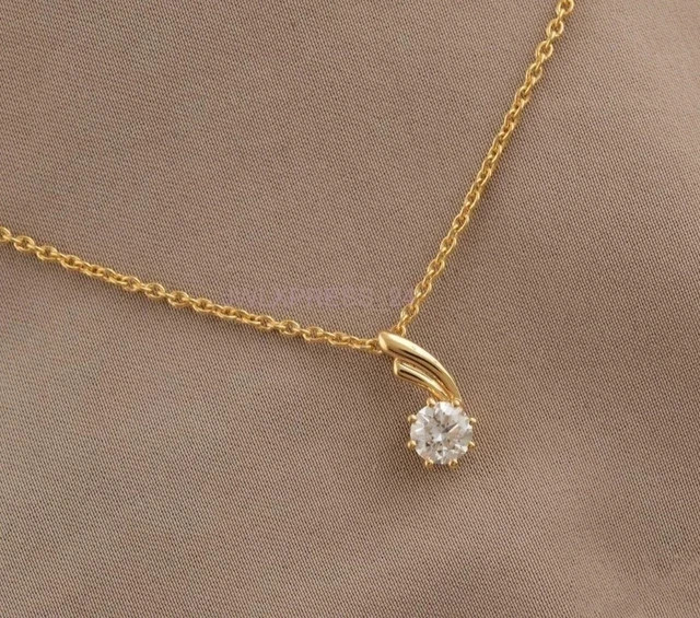 1Ct Round Cut 14K Yellow Gold Plated Lab Grown Diamond Women’s Beauty Pendant