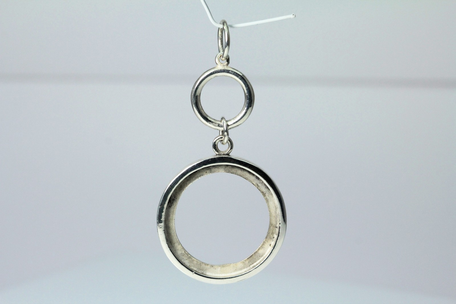925 Sterling Silver Round Stone Setting Large Pendant 9.6 Grams (PEN3521)