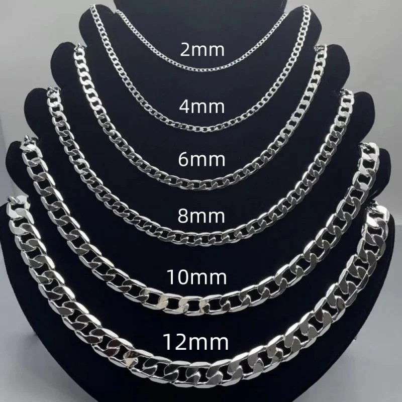 925 Sterling Silver Chain Necklace Men Women 2-12mm Thick Lobster Clasp
